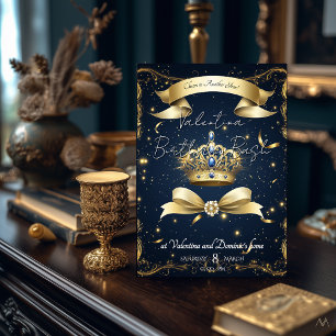 Royal Gold Crown Birthday    Luxury Celebration Invitation
