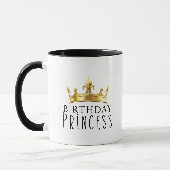 Royal Gold Crown Birthday Princess Cute Mug (Left)
