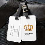 Royal Gold Crown Customized Name White Luggage Tag<br><div class="desc">Royal Gold Crown Customized Name White Luggage Tag</div>