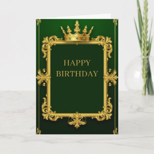 Royal Gold Crown Frame On Green For Special Events Card