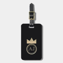 Royal Gold Crown Monogram Black Return Address
