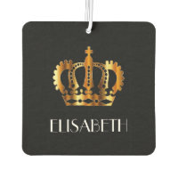 Royal Gold Crown Name Black Air Freshener | Zazzle