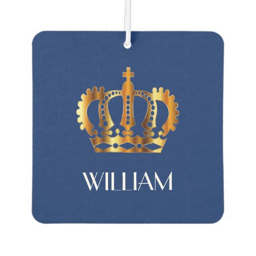 Royal Gold Crown Name Blue Car Air Freshener