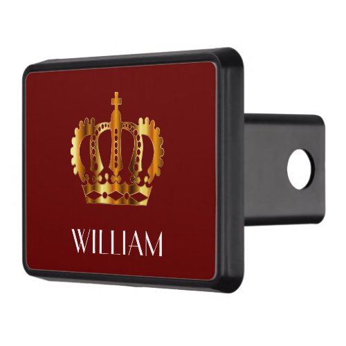 Royal Gold Crown Name Red Hitch Cover