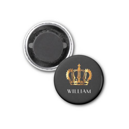 Royal Gold Crown Personalized Name Black Magnet