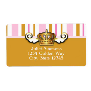 Royal Gold Crown Pink Princess Party Sticker Label
