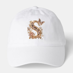 Royal Gold Crystal Letter S Luxury Monogram Hat