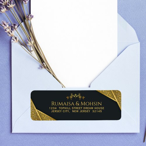 Royal Gold Elegant Islamic Wedding Return Address Label