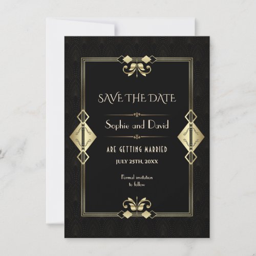 Royal Gold Fleur_de_lis Art Deco 20s Wedding Invitation