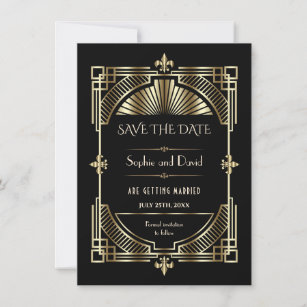 Royal Gold Fleur-de-lis Great Gatsby Wedding Invitation