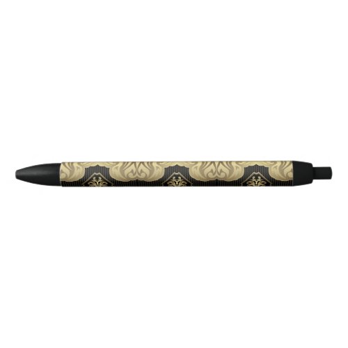 royalgoldfleur de lispatternon blackelegantv black ink pen