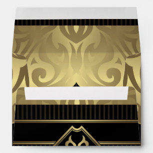 royal,gold,fleur de lis,pattern,on black,elegant,v envelope