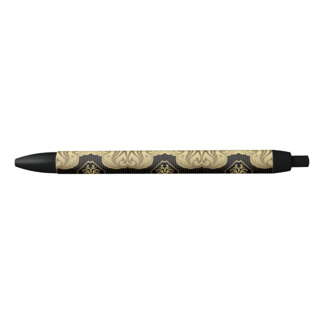 royal,gold,fleur de lis,pattern,on black,elegant,v pen (Front)