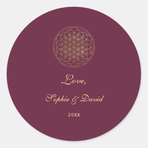 Royal Gold Flower of Life Sacred Geometry Wedding Classic Round Sticker