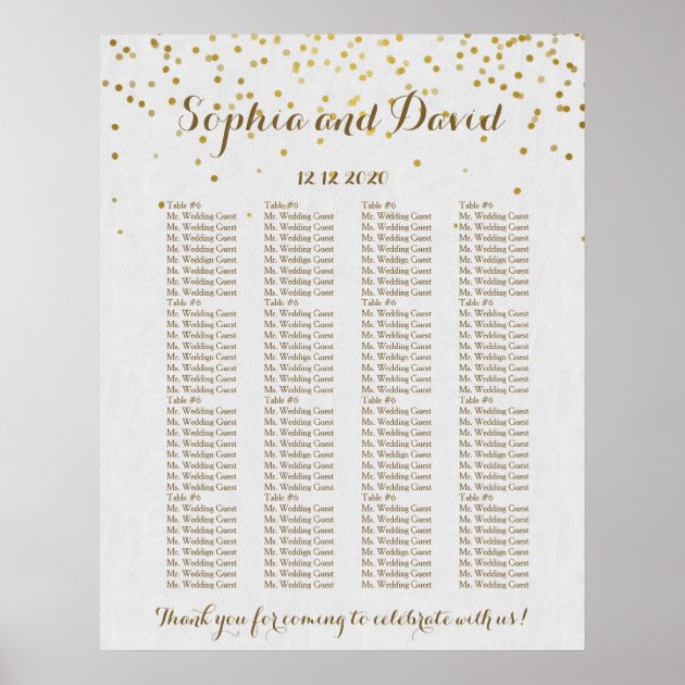 Royal Gold Foil Wedding Custom Seating Chart Poster