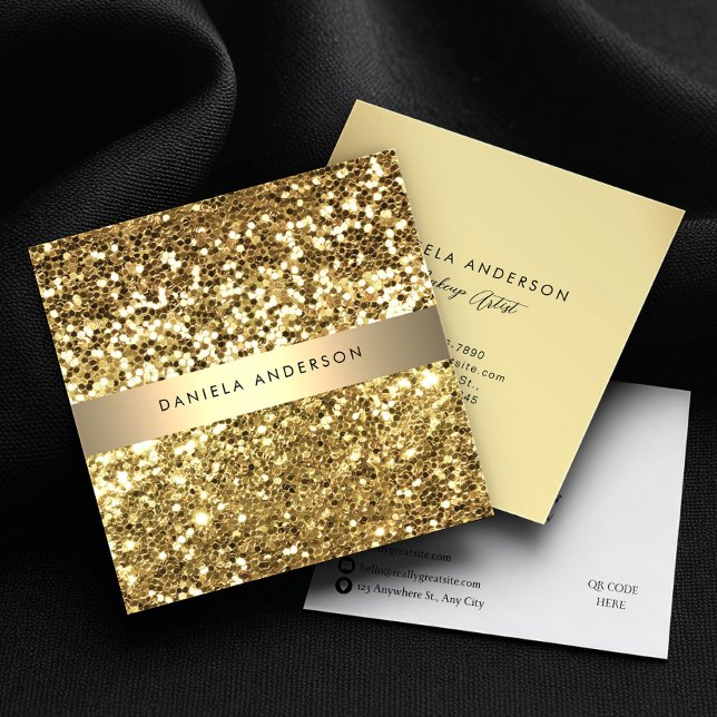 Royal Gold Glitter Luxury Glamorous Square Business Card (Creator Uploaded)