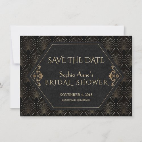 Royal Gold Great Gatsby 20s Bridal Shower Save The Date