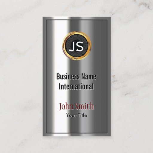Customizable Royal Gold Label Chrome Metal Look Business Card