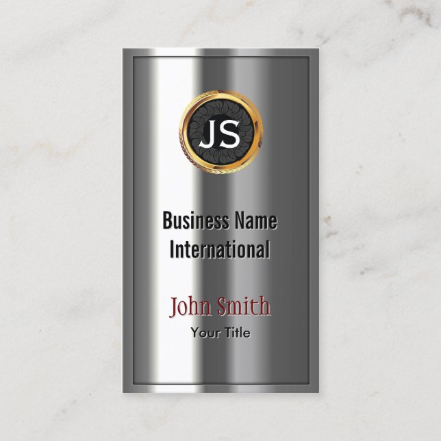 Royal Gold Label Chrome Metal Look Business Card (Front)