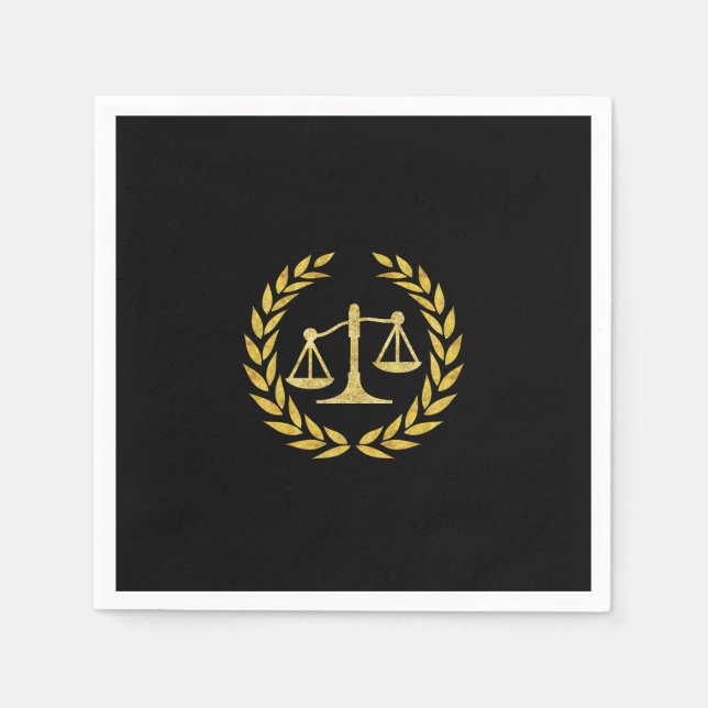Royal Gold Laurel Wreath Law School Graduation Napkins (Front)