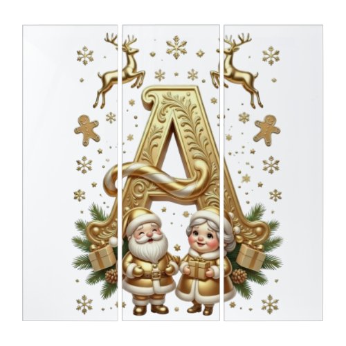 Royal Gold Letter A Luxury Acrylic Triptych Set