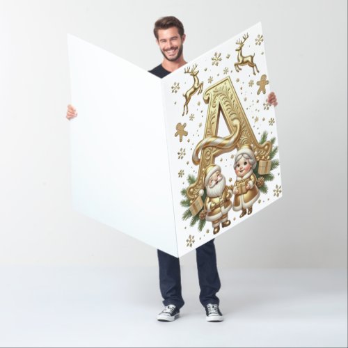 Royal Gold Letter A Luxury Big Greeting Card