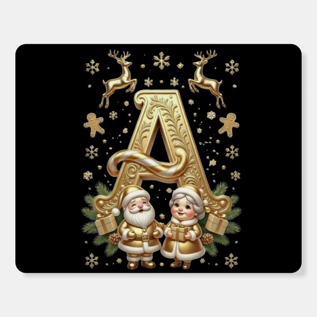 Royal Gold Letter A Luxury Black Event Sign Board (Front)