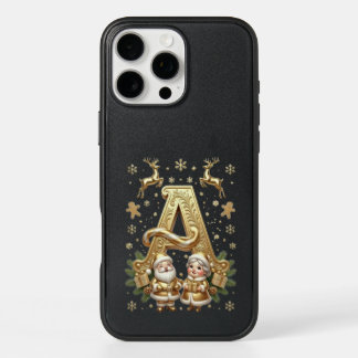 Royal Gold Letter A Luxury Black iPhone 16 Pro Max Case