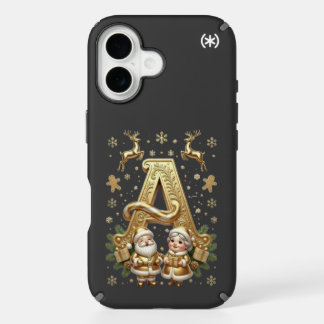 Royal Gold Letter A Luxury Black iPhone 16 Speck Case