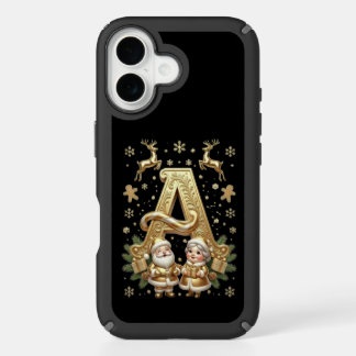 Royal Gold Letter A Luxury Black iPhone 16 Speck Case