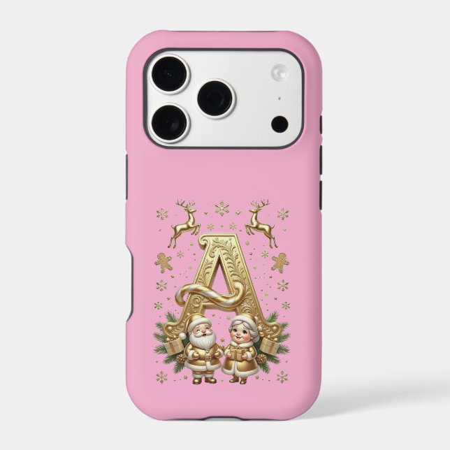 Royal Gold Letter A Luxury Pink iPhone 17 Pro  Case (Back)