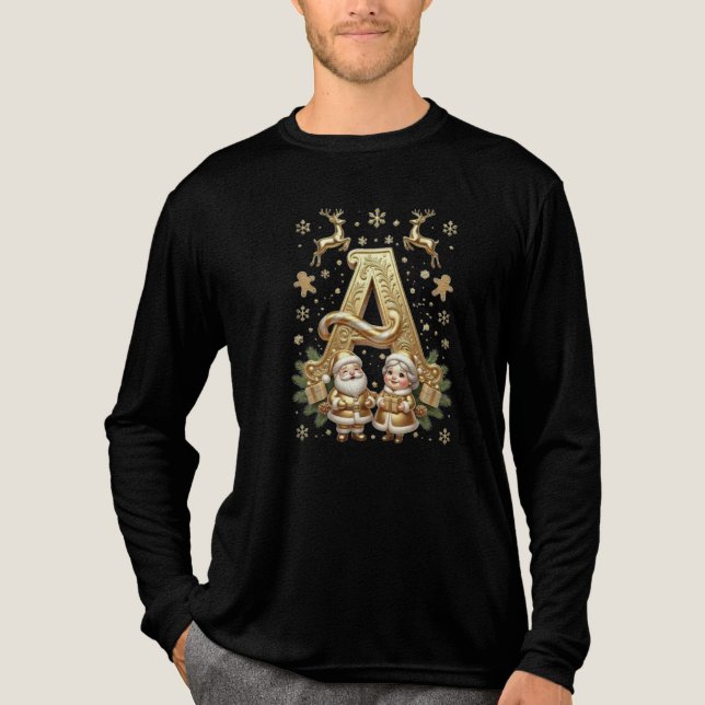 Royal Gold Letter A Luxury Tri-blend Shirt (Front)