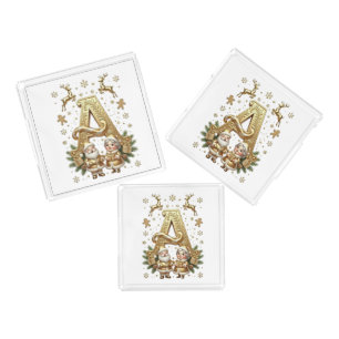 Royal Gold Letter A Luxury Unisex Acrylic Tray