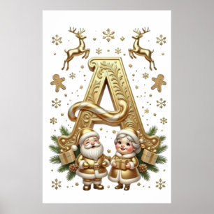 Royal Gold Letter A Luxury Unisex Archival Poster