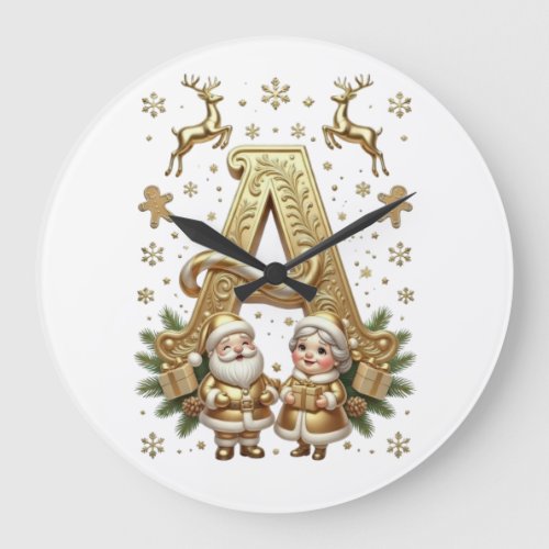 Royal Gold Letter A Luxury Unisex Wall Clock