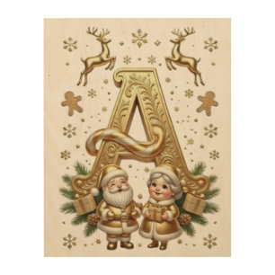 Royal Gold Letter A Luxury Unisex Wood Wall Art