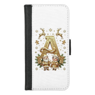 Royal Gold Letter A Luxury Wallet iPhone 8 Case
