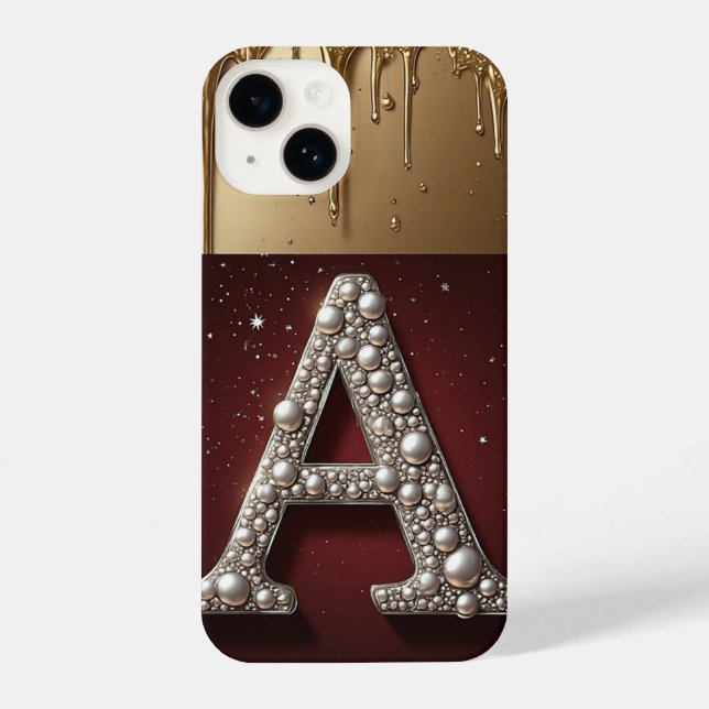Royal Gold Letter A Monogram Dripping Metall iPhone Case (Back)