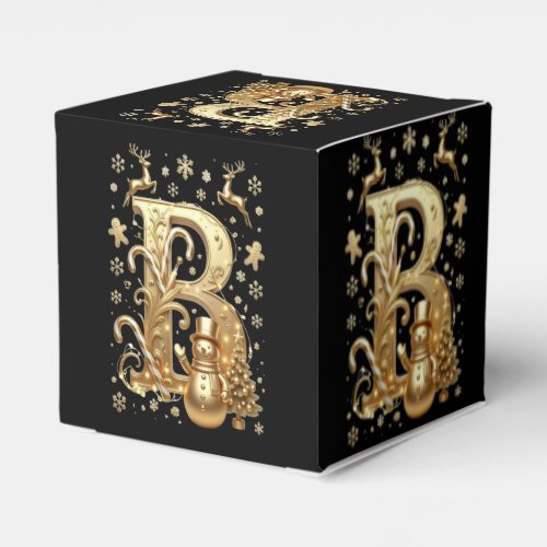 Royal Gold Letter B Luxury Snowman Favor Box