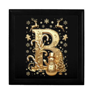Royal Gold Letter B Luxury Snowman Gift Box