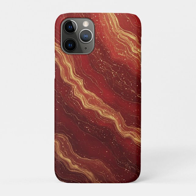 Royal Gold Marble Flow ✨ Red Swirl Luxury Abstract Case-Mate iPhone Case (Back)