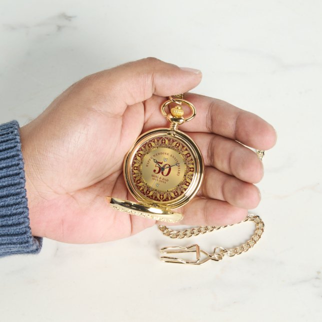 Royal Gold Ornamental Frame Wedding Anniversary Watch (Hand)