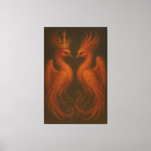Royal Gold Phoenix Pair · Luxury Fine Art Canvas (Front)