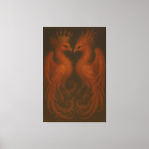 Royal Gold Phoenix Pair · Luxury Fine Art Canvas