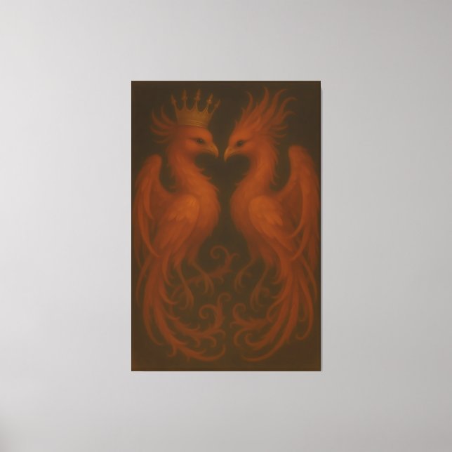 Royal Gold Phoenix Pair · Luxury Fine Art Canvas (Front)
