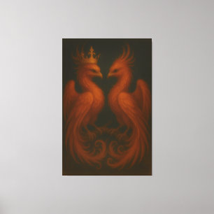 Royal Gold Phoenix Pair · Luxury Fine Art Canvas