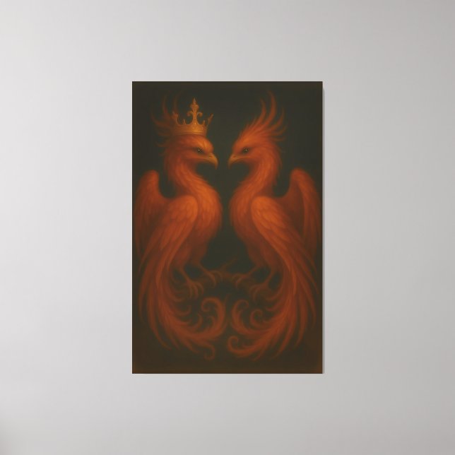 Royal Gold Phoenix Pair · Luxury Fine Art Canvas (Front)