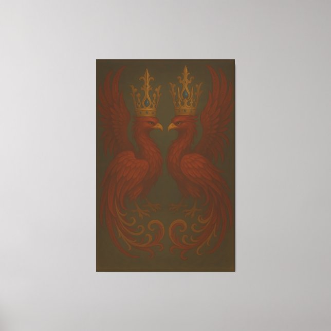 Royal Gold Phoenix Pair · Luxury Fine Art Canvas Print (Front)