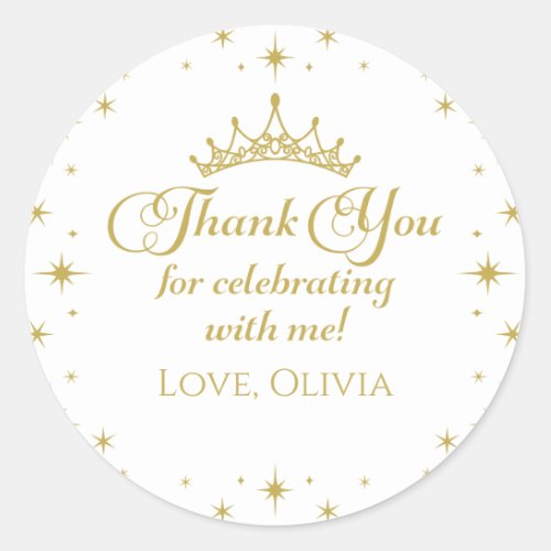 Royal Gold Princess Birthday Classic Round Sticker
