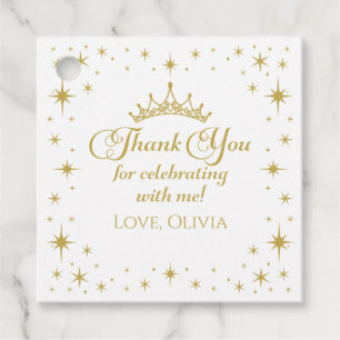 Royal Gold Princess Birthday Favor Tags